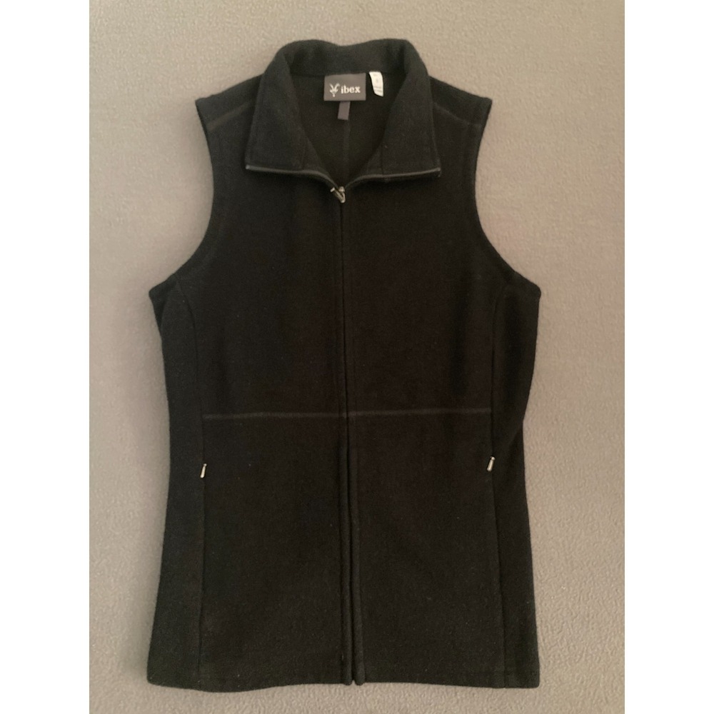 Ibex Zque Merino Wool Vest Women's Size Small Black Full Zip‎
